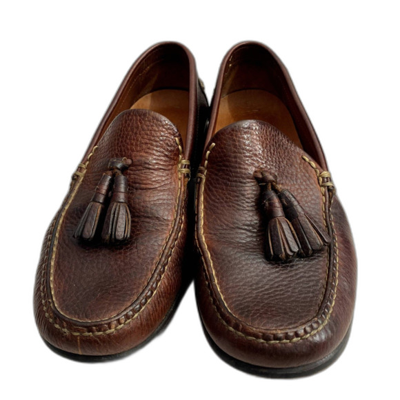 Johnston & Murphy Slip On Tassel Loafers Brown Leather Mens Size 9.5 - Picture 2 of 7